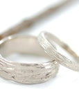 Tree Bark Wedding Rings Palladium White Gold - Made to Order - Beth Cyr Handmade Jewelry