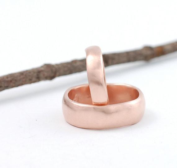 Simplicity Wedding Rings in Rose or Green Gold - Made to Order - Beth Cyr Handmade Jewelry