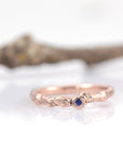 Custom Order for Amanda - rose gold twig ring with blue sapphire and leaf - Beth Cyr Handmade Jewelry