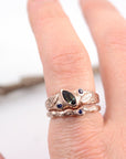 Custom Order for Amanda - rose gold twig ring with blue sapphire and leaf - Beth Cyr Handmade Jewelry