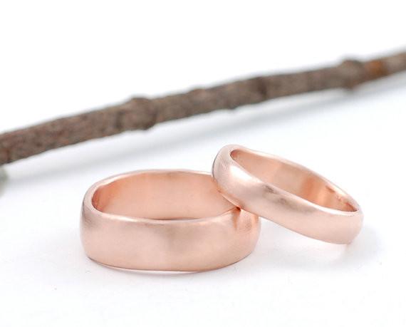 Simplicity Wedding Rings in Rose or Green Gold - Made to Order - Beth Cyr Handmade Jewelry