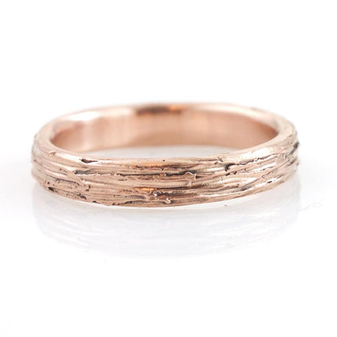 Tree Bark Wedding Rings in Rose Gold - Made to Order - Beth Cyr Handmade Jewelry
