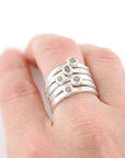 Rough Diamond Stacking Rings in Palladium Sterling Silver - Set of 4 - size 9 - Ready to Ship - Beth Cyr Handmade Jewelry