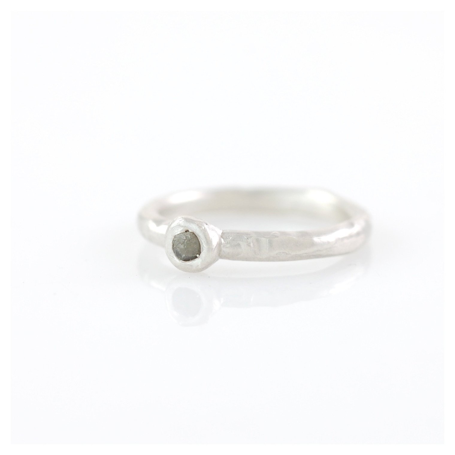 Rough Diamond Stacking Ring in Palladium Sterling Silver - size 5 1/4 - Ready to Ship - Beth Cyr Handmade Jewelry