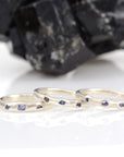 Rough Sapphire Trio Simplicity Wedding Rings in Palladium Sterling Silver - Size 6.25 or 7 - Ready To Ship - Beth Cyr Handmade Jewelry