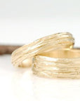 Tree Bark Wedding Rings in Yellow Gold - Made to Order - Beth Cyr Handmade Jewelry