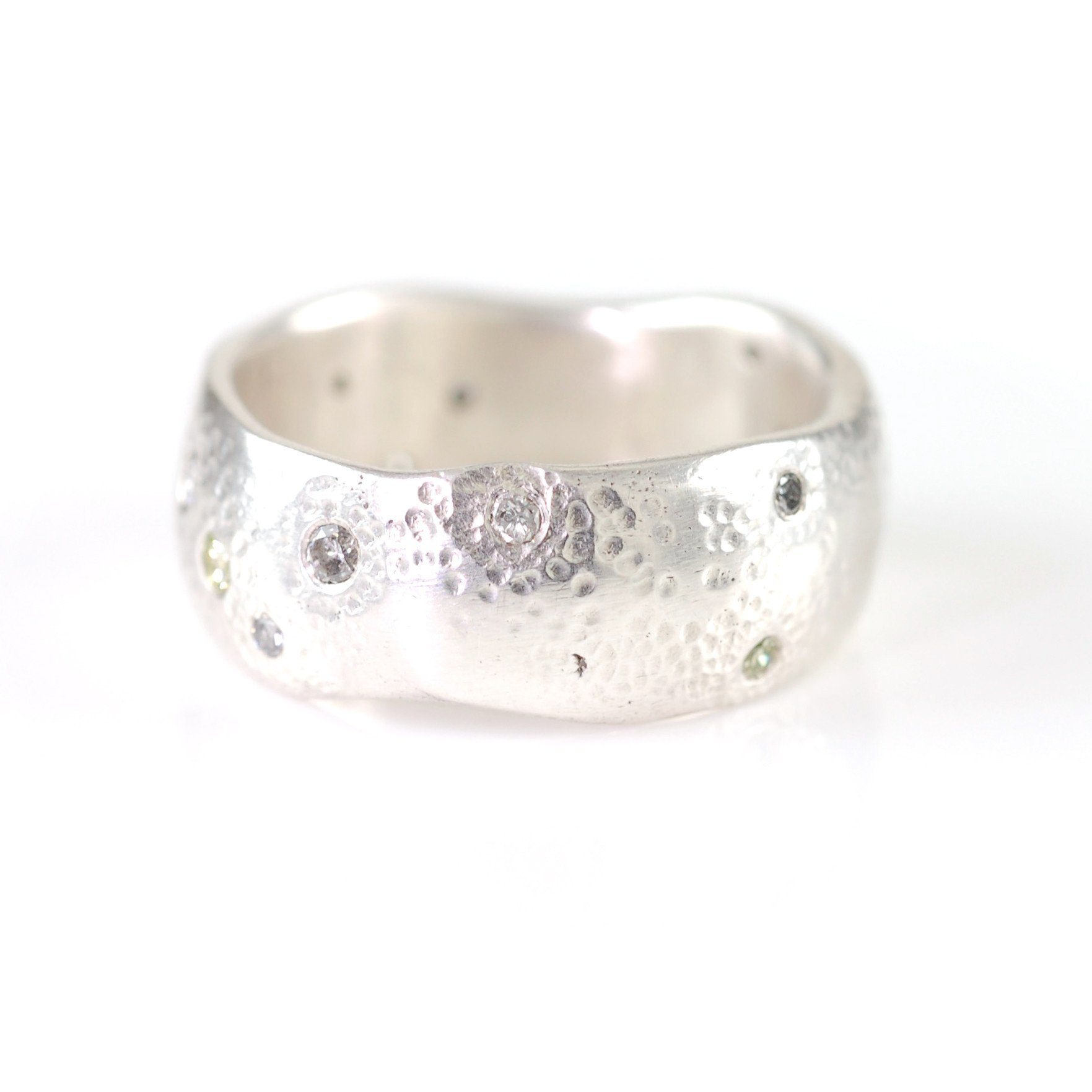 Scattered Diamonds in Sand in Palladium Sterling Silver - size 5 3/4 - Ready to Ship - Beth Cyr Handmade Jewelry