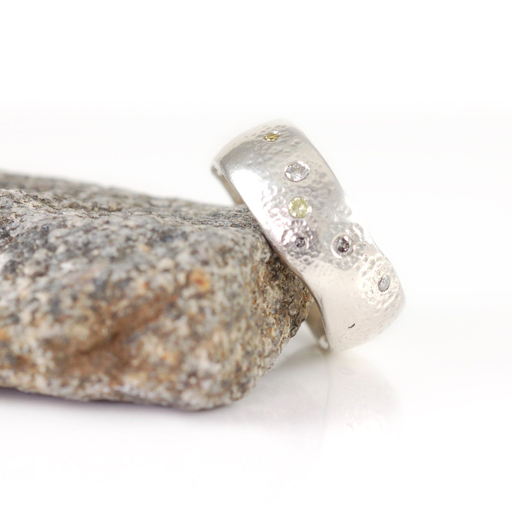 Scattered Diamonds in Sand in Palladium Sterling Silver - size 5 3/4 - Ready to Ship - Beth Cyr Handmade Jewelry