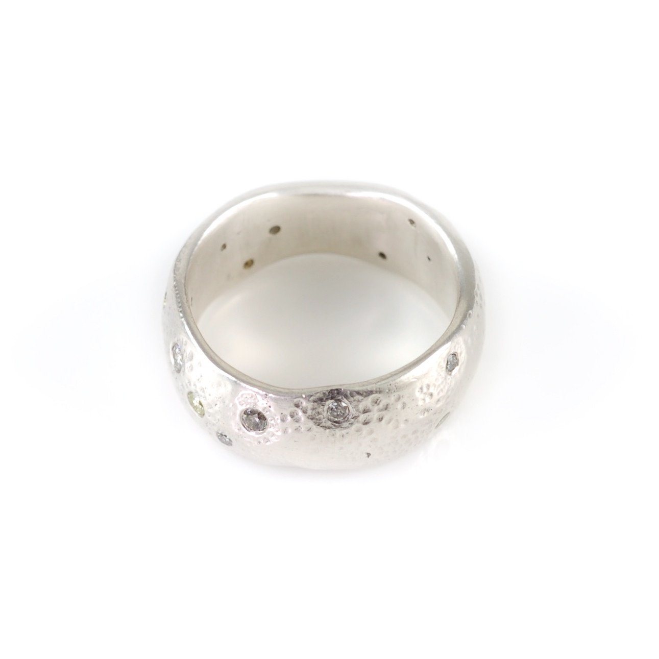 Scattered Diamonds in Sand in Palladium Sterling Silver - size 5 3/4 - Ready to Ship - Beth Cyr Handmade Jewelry