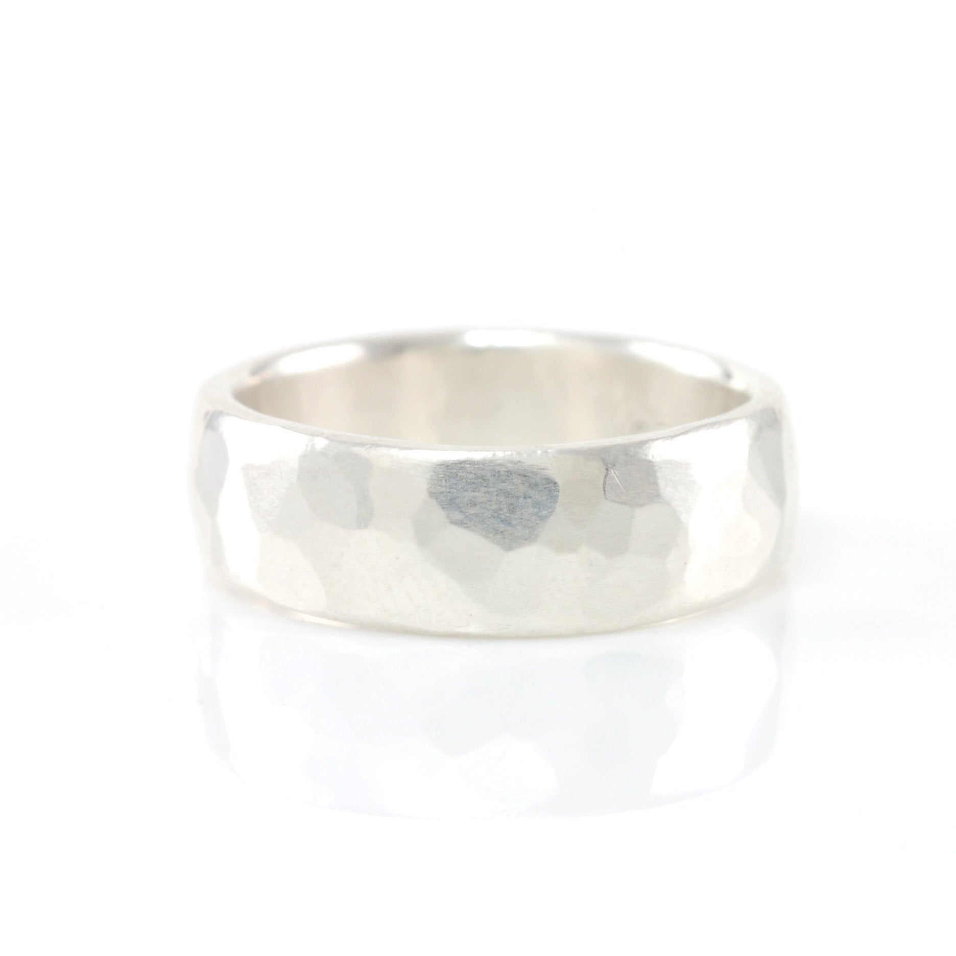 Simple Hammered Ring in Palladium Sterling Silver - Size 8 1/4 - Ready to Ship - Beth Cyr Handmade Jewelry