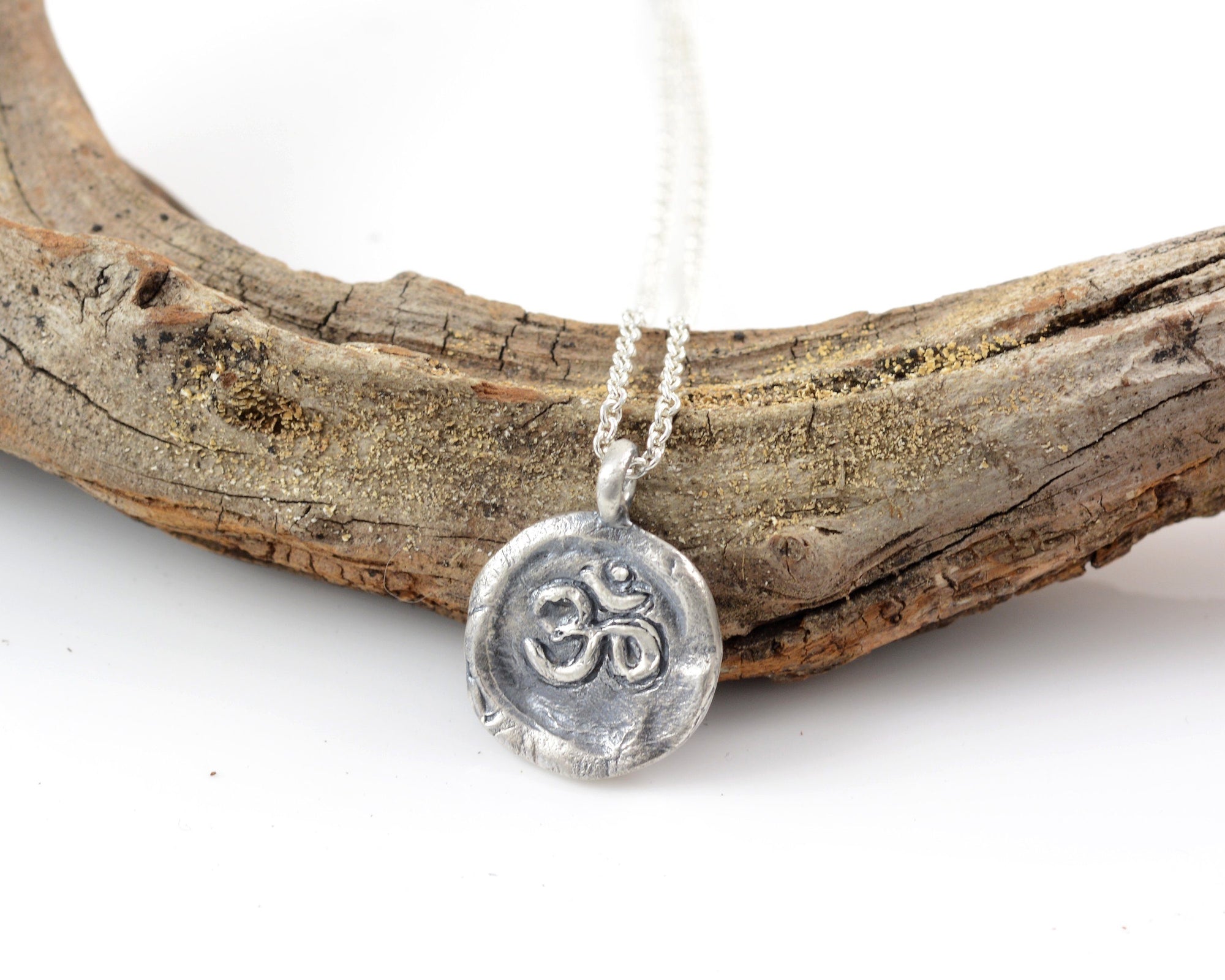 Sterling Silver Om Pendant - (small om design) - Ready to Ship - Beth Cyr Handmade Jewelry