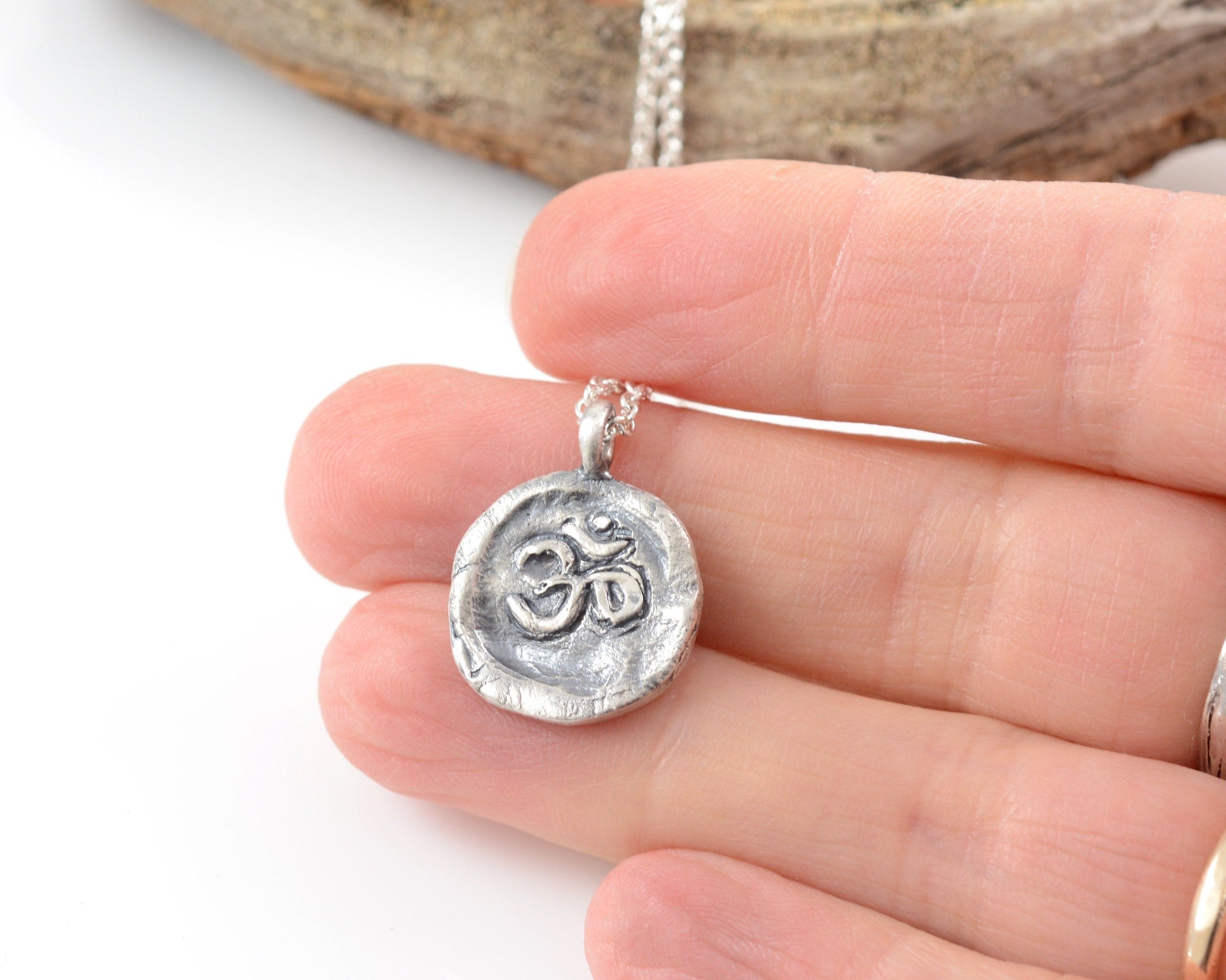 Sterling Silver Om Pendant - (small om design) - Ready to Ship - Beth Cyr Handmade Jewelry