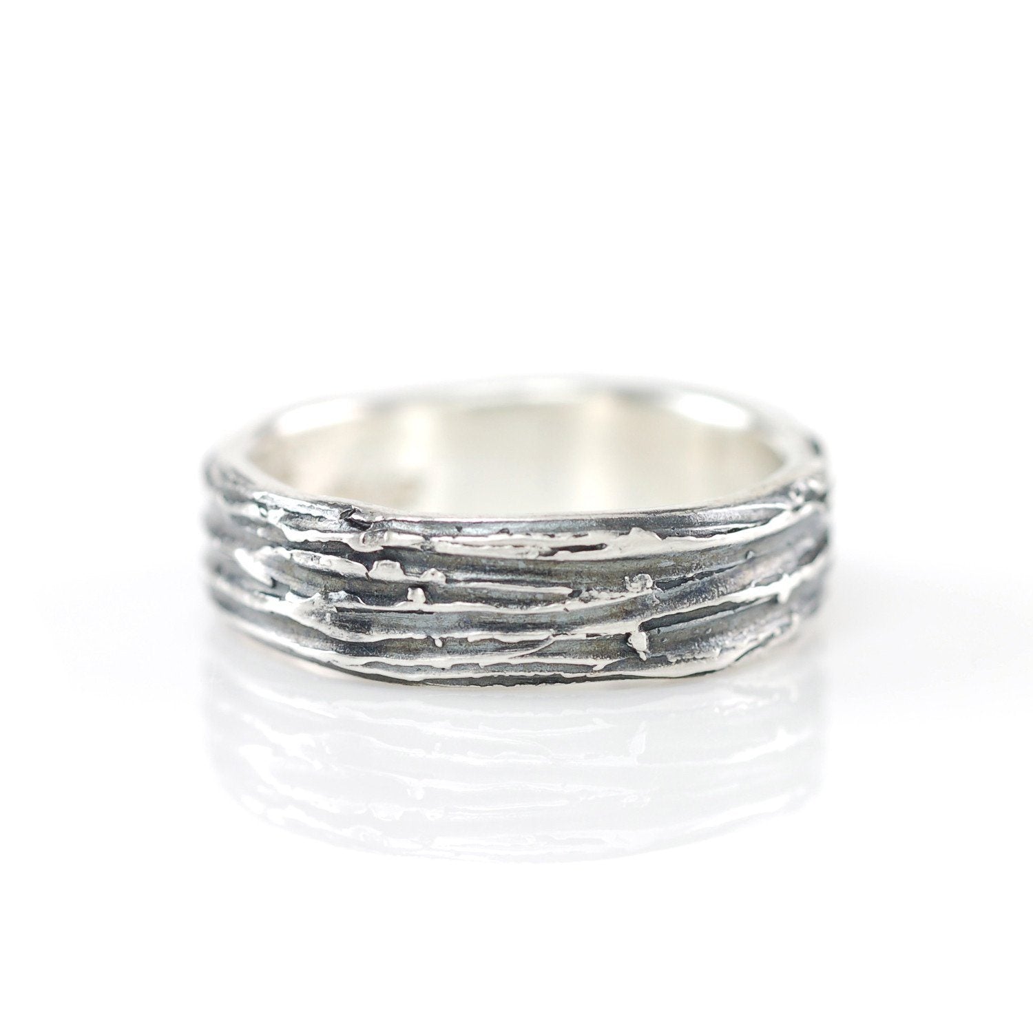 Tree Bark Ring in Palladium Sterling Silver - Size 5 - Ready to Ship - Beth Cyr Handmade Jewelry