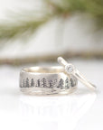 Tree and Sea Wedding Rings in Palladium Sterling Silver  - Made to Order - Beth Cyr Handmade Jewelry