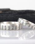 Custom Order Tree line rings in palladium sterling silver