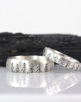 Custom Order Tree line rings in palladium sterling silver