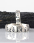 Custom Order Tree line rings in palladium sterling silver