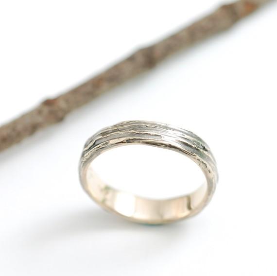 Tree Bark Wedding Rings in Yellow Gold - Made to Order - Beth Cyr Handmade Jewelry