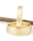 Tree Bark Wedding Rings in Yellow Gold - Made to Order - Beth Cyr Handmade Jewelry