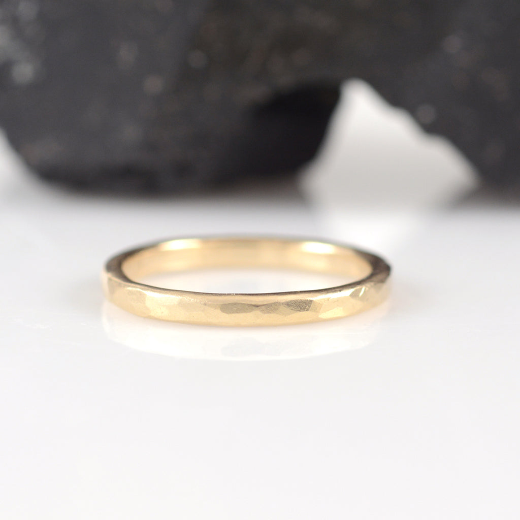 Simple Hammered Ring in Yellow Gold - Made to order