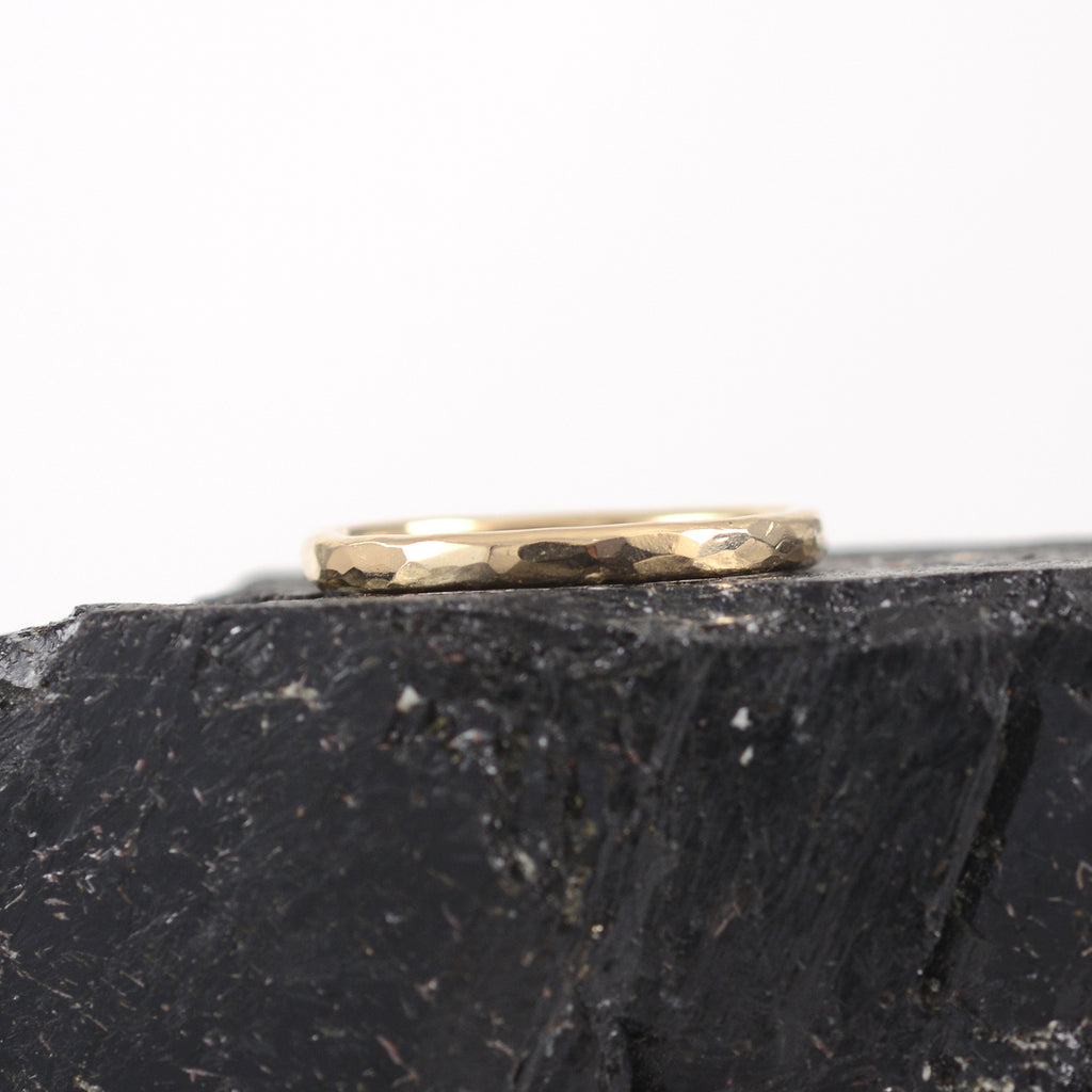 Simple Hammered Ring in Yellow Gold - Made to order