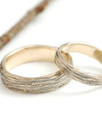 Tree Bark Wedding Rings in Yellow Gold - Made to Order - Beth Cyr Handmade Jewelry