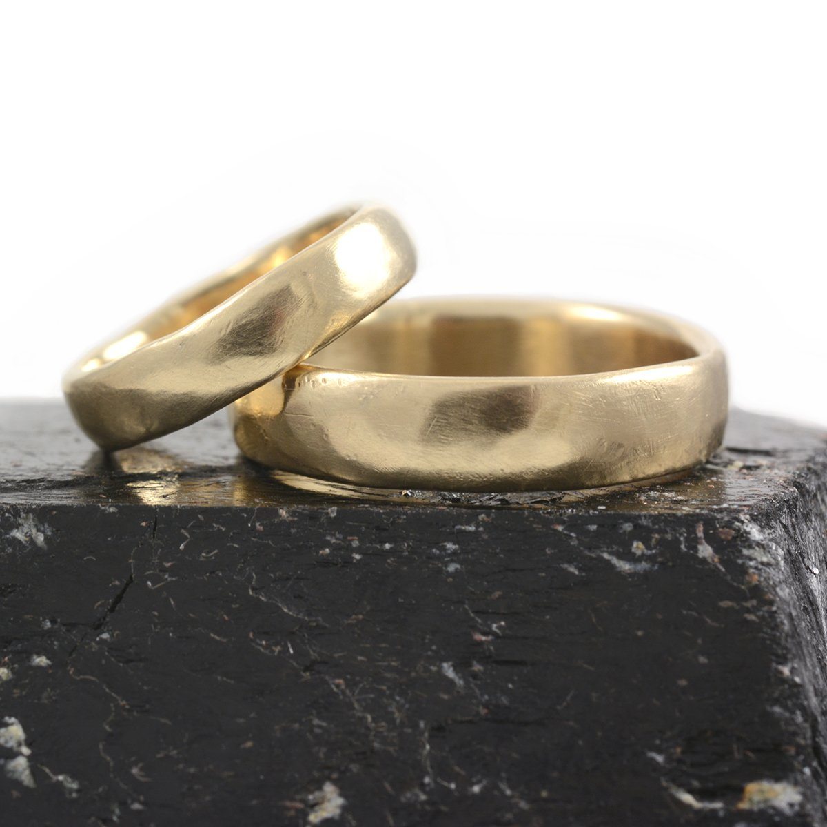 Worn Texture Wedding Rings in Yellow Gold - Made to Order - Beth Cyr Handmade Jewelry